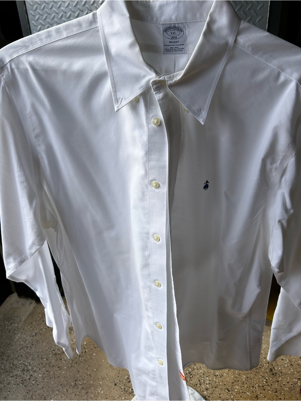 Brooks Brothers White Dress Shirt with Navy Logo